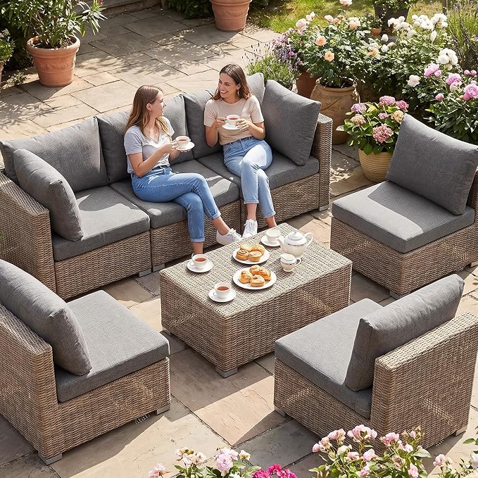 pickyNproud 14Pcs Patio Cushion Covers Stretch Outdoor Couch Cushions Slipcovers Replacement Washable Furniture Protector with Elastic Bottom Sofa Chair Seat Cover, Textured Charcoal Gray