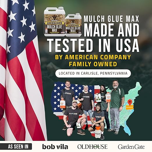 Petra Max Lockscape Mulch Glue for Landscaping -4 Gals - Strongest 3X Concentrated - Pet Safe Lockdown Sticky Mulch and Rock Glue for Pea Gravel 100% Permeable Binder Spray for Pine Straw, Wood Chips
