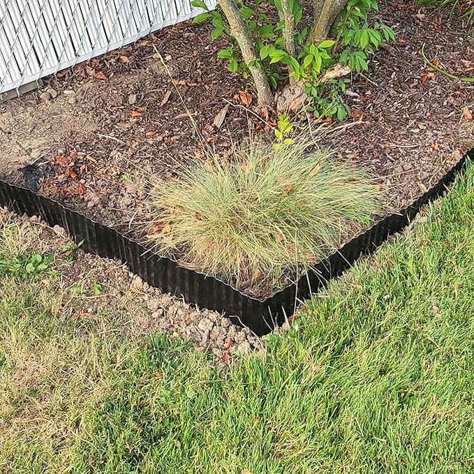 Quibbay Corrugated Metal Garden Edging, 4"×20Ft Landscape Edging Border for Lawn, Flower Bed, Garden Fence, Paver Edging, Metal Garden Edging for DIY Borders and Landscaping, Black