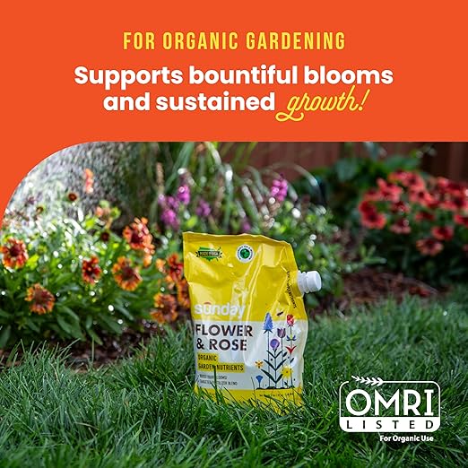 Sunday Flower and Rose Garden Naturals Plant Food Mix - Ready-to-Use Fertilizer - Perfect for Bulbs, Wildflowers, and Ornamental Gardens - OMRI-Listed, 4-4-6 NPK Mix - 2 Pack, 2lb Mix