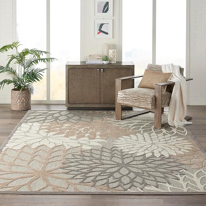 Nourison Home Aloha Natural 7' x 10' Area Rug - Easy Clean, Non Shedding, Bed Room, Living Room, Dining Room, Kitchen (7' x 10')