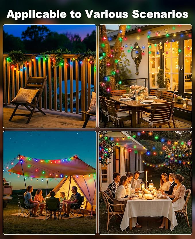 btfarm 2 Pack Solar String Lights Outdoor Waterproof, Total 98 FT 100 LED Solar Powered Patio Light, 8 Lighting Modes Crystal Globe Decor for Garden Balcony Yard Christmas Party, Multicolor