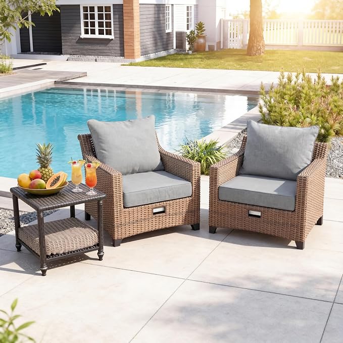 Art Leon Waterproof Outdoor Seat Cushion 24"x 24" 30D High Density Foam Patio Chair Cushions with Non-Slip Backing Patio Cushions for Patio Furniture Porch Swing Garden Bench Camping Stadium Grey