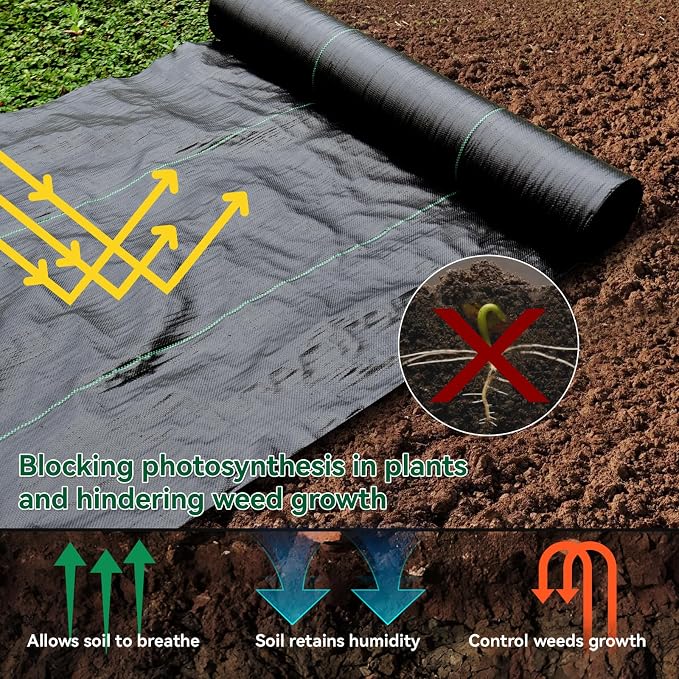 4 x 200FT Garden Landscape Fabric Weed Barrier Fabric Heavy Duty, Weed Blocker Fabric, High Permeability for Weed Blocker Weed Mat, Driveway Fabric, Weed Control Garden Cloth(2 Pack 4x100FT)