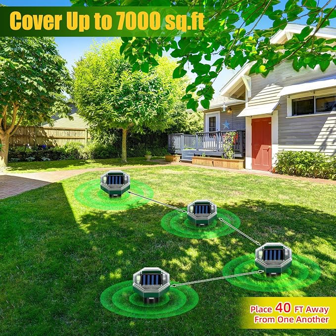 2026 Solar Mole Repellent for Lawns,Gopher Vole Repellent Ultrasonic Outdoor Mole Stakes Spike Deterrent for Yard, Solar Rodent Repeller for Moles Gophers Groundhogs Snakes Burrowing Animals, 8 Pack