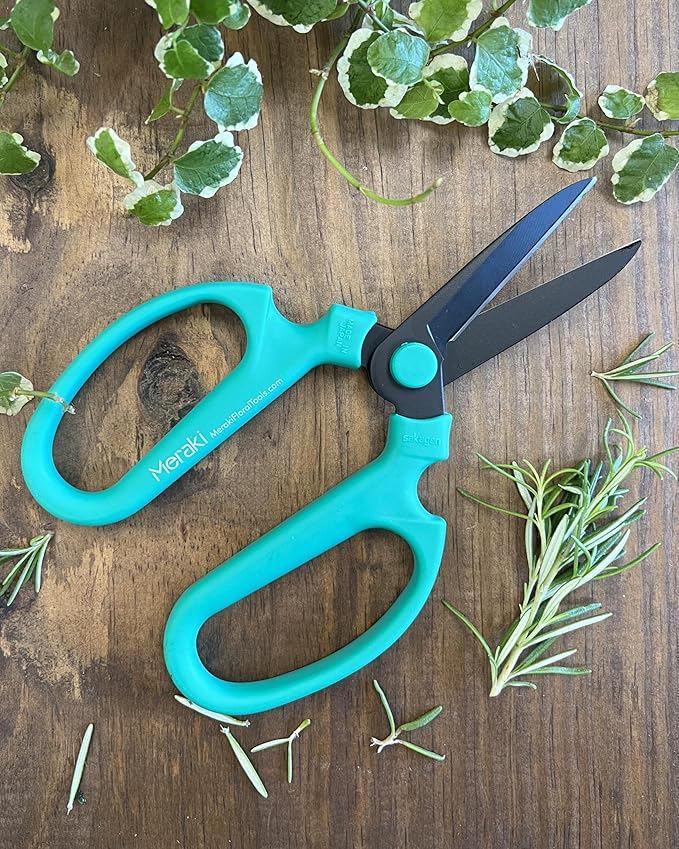 Garden Pruning Shears Scissors Carbon Steel Blades 7.6 Inch, Echinops - Teal