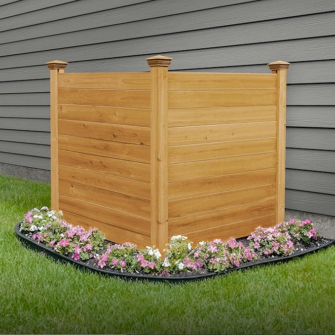 4ft H x 4ft W (2 Panels) No Dig Enclo Premium Wood Privacy Screen, Ideal Outdoor Privacy Wall, Pool Equipment Enclosure, Cedar Fence, Trash Can Enclosures, Air Conditioner Fence, EC18029 | 4ft H x 4ft W, 2 Panels, FSC Certified