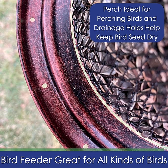 Copper Collapsible Mesh Feeder with Tray - Hanging Bird Feeder - Holds 12 Cups of Sunflower Seeds