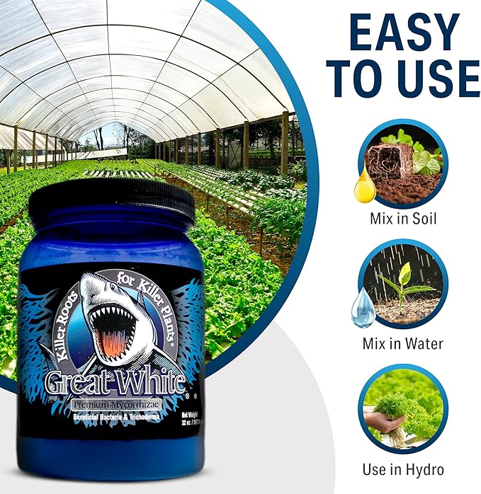 Great White Mycorrhizal Fungi, Beneficial Bacteria for Plant Growth, Root Stimulator, Concentrated 3-in-1 Formula by Plant Success (5 lb)