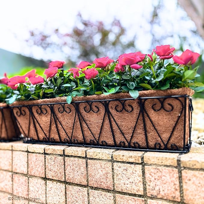 LaLaGreen 24" (4 Pack, Rectangular) Coco Liners for Planter – Large Coir Husk Replacement for Window Box, Wall Mount Pot, Trough Basket, Garden Outdoor Use – Multi Sizes 16/30 Inch & Different Shapes