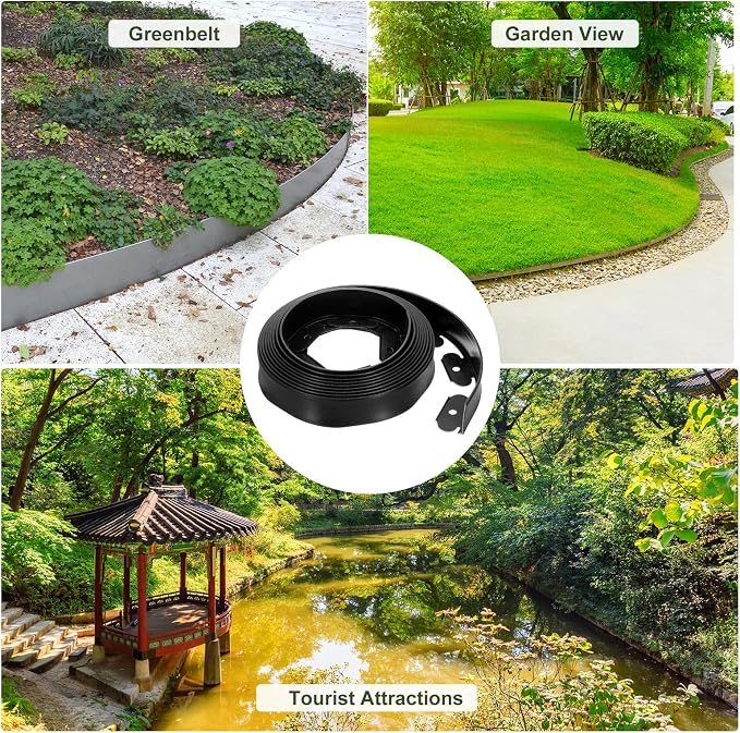 uxcell Landscape Edging, 1Pcs 20FT x 2" - Garden Edging Kit with 18 Stakes, Landscape Edging Border for Garden Lawn Flower Bed Yard Grass (Black)