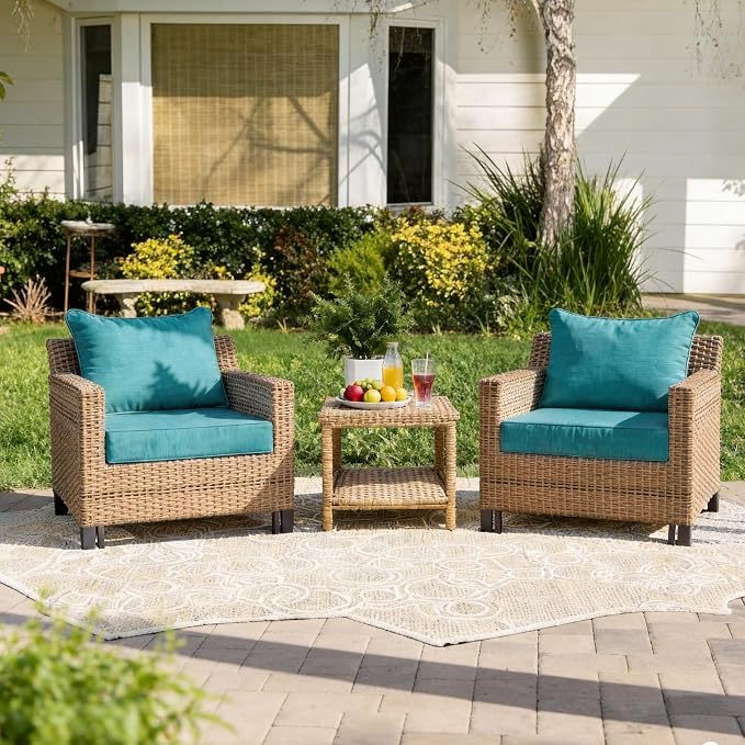 Art Leon Outdoor Patio Cushion 24"x 24" Outdoor Seat Cushions 30D High Density Foam Patio Chair Cushions with Non-Slip Backing Patio Cushions for Patio Furniture Porch Swing Garden Bench