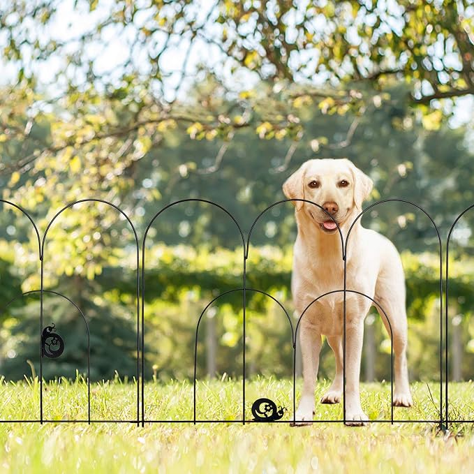 24in x 12ft Metal Garden Fence 6 Piece Rustproof Fencing Decorative Iron Wire Animal Outdoor Border Dogs Barrier Edging Patio Fences Landscape for Flower Bed