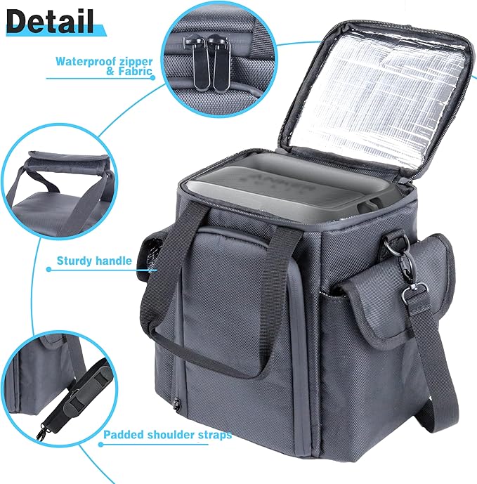 Waterproof Travel Bag Compatible with Anker SOLIX C300 Portable Power Station, Outdoor 288Wh LiFePO4 Battery，Power Bank Station Storage Case Cover with Two Pockets and Adjustable Strap