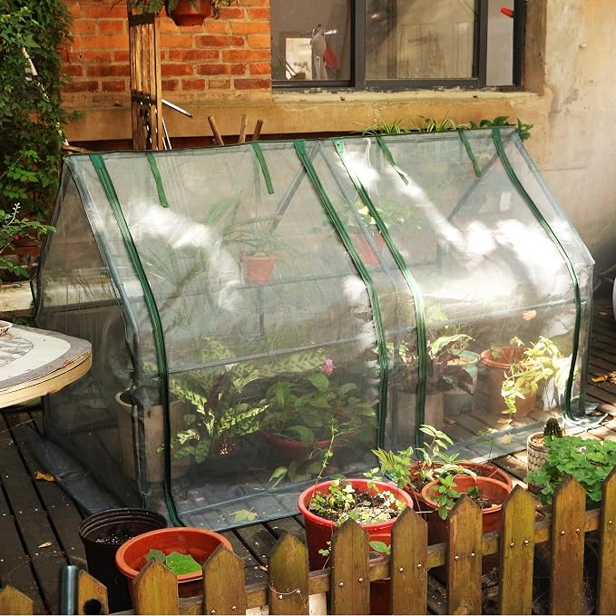 Gardzen Mini Greenhouse with Zipper Mesh Cover, Steel Frame Portable Outdoor Greenhouse, Enhanced Ventilation, Ideal for Spring, Summer & Fall 71.7"(L) x36.2(W) x42.5(H)