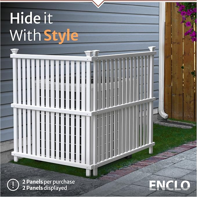 45.5in H x 36.5in W (2 Panels) No Dig Enclo Wilmington White Vinyl Privacy Screen, Outdoor Privacy Panels, Trash Can Enclosure, Air Conditioner Fence, Pool Equipment Enclosure, ZP19008
