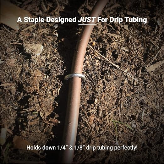 Sandbaggy DRIP TUBING Stakes Landscape Staples | 5 inch Length | Drip Anchors | Landscape Pins | Lawn Nails | Garden Stakes | Hold Drip Tubing Up to 1/4" Diameter | 14-Gauge Standard | Pack of 100