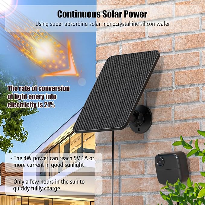 Rhorawill 3 Pack Solar Panel for Blink Outdoor 2K+/(3rd Gen) XT3/Outdoor 4(4th Gen) and XT/XT2 Camera(Not Included)/Blink Outdoor Camera,Solar Panel with Mount 13.1ft Cable Rubber Plug