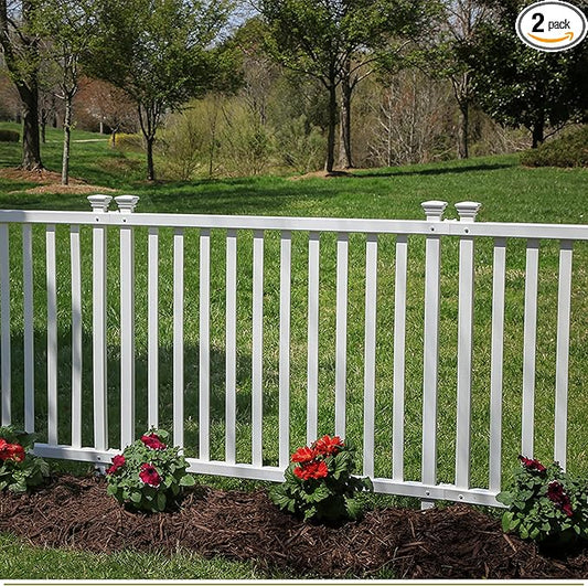 3ft H x 3.5ft W (2 Panels) No Dig Zippity Baskenridge Fence Panel Kit, Vinyl Section, White Vinyl Fence for Yard, Temporary Barrier for Backyard, White Picket Garden Border, DIY ZP19037