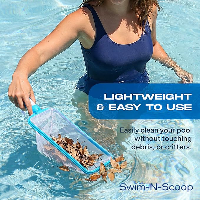 The Skimmie Swim-N-Scoop in-Pool Handheld Skimmer Net for Scooping Debris, Leaves, and Bugs While Swimming