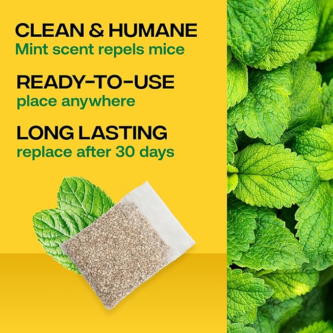 Victor Scent-Away Mouse Repellent Pouches with Peppermint Oil - Natural Rodent Repeller for Indoor and Outdoor Use, 10 Pack M805B-2SR