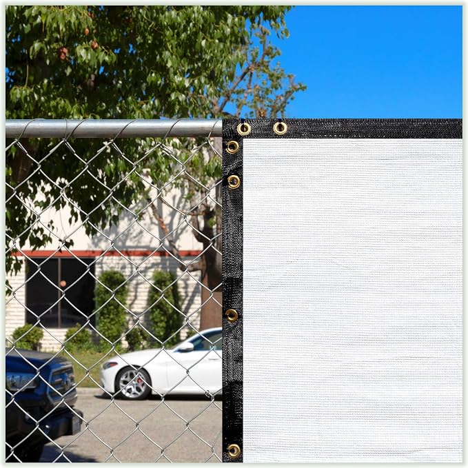 ColourTree Customized Size 6' x 31' White Fence Screen Privacy Screen - Commercial Grade 170 GSM - Heavy Duty - 3 Years Warranty - Cable Zip Ties Included