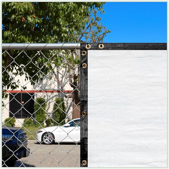 ColourTree Customized Size 6' x 63' White Fence Screen Privacy Screen - Commercial Grade 170 GSM - Heavy Duty - 3 Years Warranty - Cable Zip Ties Included