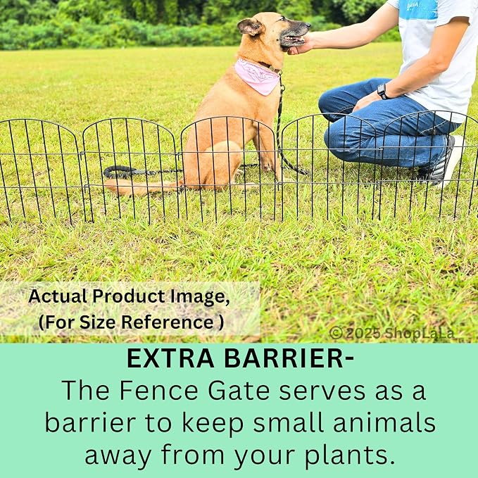 ShopLaLa Garden Fence (10 Panels) 12in(L) x 16.5in(H) Animal Barrier Fencing for Dogs, Rustproof Metal Wire Decorative Flower Bed Edging for Landscape Patio Outdoor Decor, Tall Large Yard Black Fences