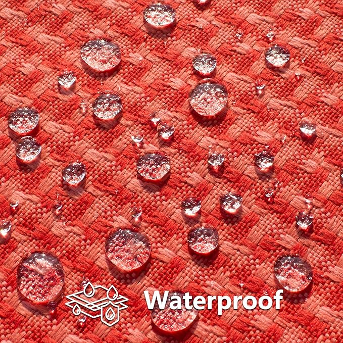 Kevin Textile Outdoor Waterproof Throw Pillow Covers Pack of 2 Farmhouse Decorative Cushion Covers for Garden Patio Tent Balcony Bench Couch Sofa 24x24 Inch, Red