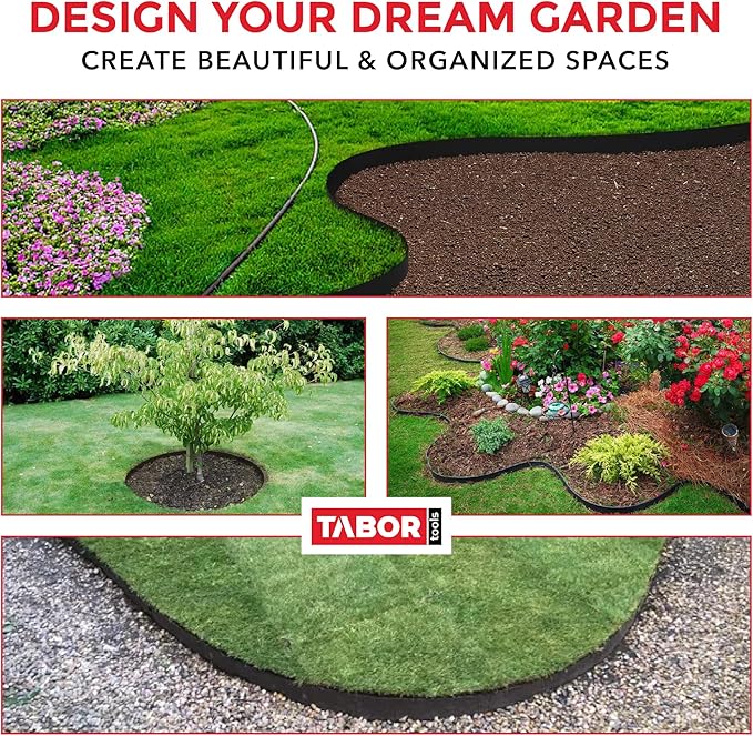 TABOR TOOLS 20 Ft Terrace Board, 5 Inch High, 0.1" Inch Thickness, Landscape Edging Coil, Grass Barrier, Bender Board, Garden Liner, ES30. (Black)