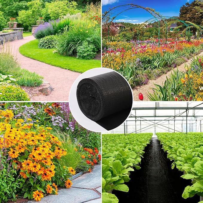 Jevrench 3.2oz Weed Barrier Landscape Fabric Heavy Duty, 6ft x 250ft Premium Garden Landscaping Fabric, Ground Cover Weed Control Fabric Outdoor Weed Mat Garden Lawn Fabric