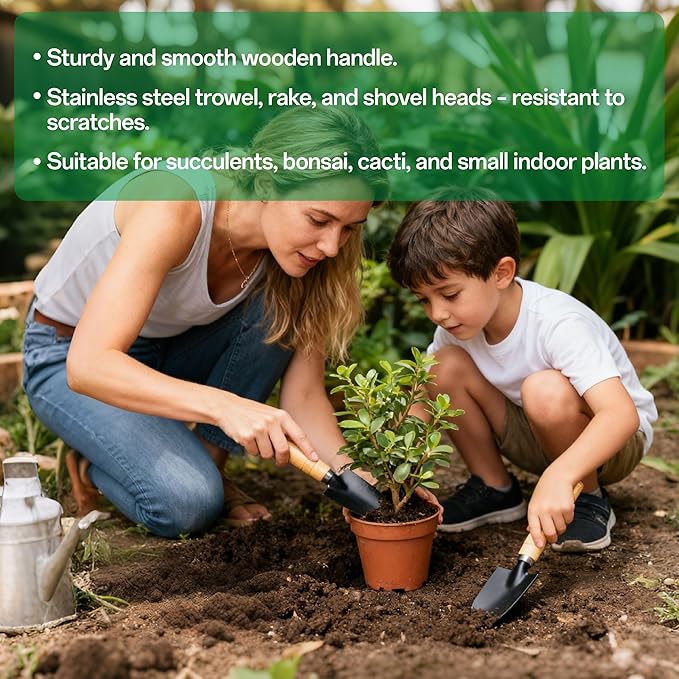 5-Piece Gardening Tool Set with Repotting Mat, Mini Garden Tools for Indoor Plants, Waterproof Potting Mat, Garden Gifts for Women & Men, Succulent Tools Set
