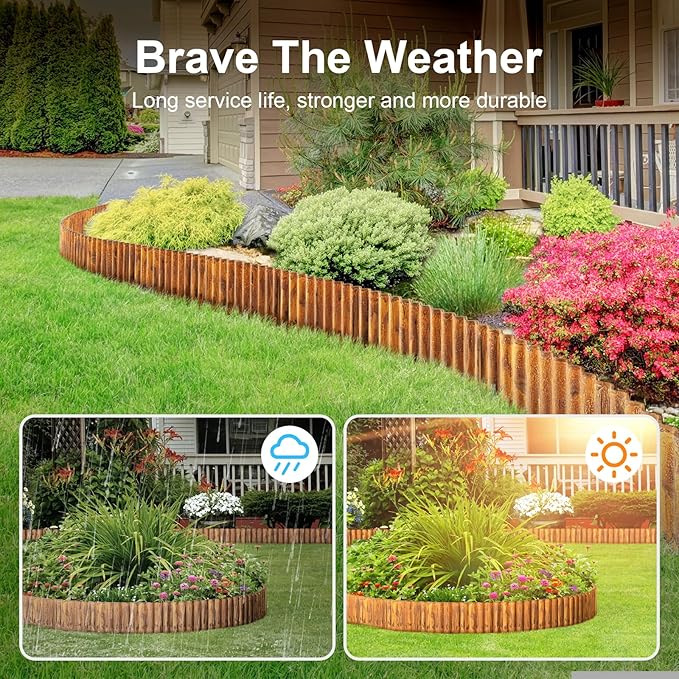 Land Guard Corrugated Garden Edging Border, 6"×25' Landscape Paver Edging, Tall Landscape Edging, Fence for Garden, Flower Bed, Lawn and Landscape Edging (Rusty)