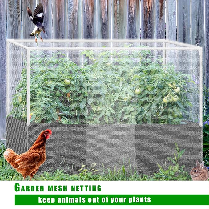 UNIFAMILY 4X2.6X1.3FT Fabric Raised Garden Bed Kit, Breathable Raised Garden Bed with Cover, Garden Beds Outdoor with Plant Protection Mesh Netting for Vegetable, Flower, Herbs and Strawberry