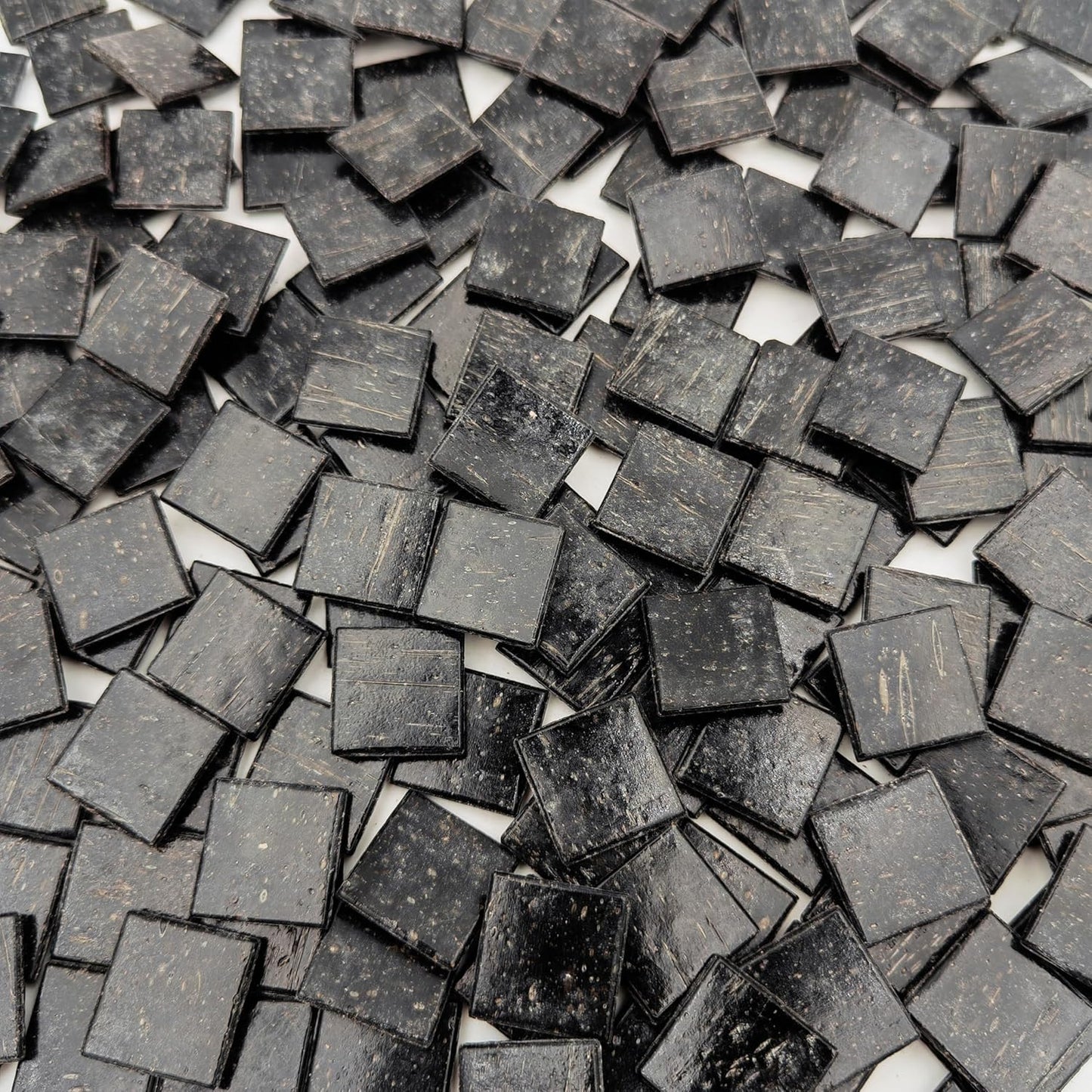 3/4 inch Quartz Glass Mosaic Tiles for Crafts, 1.1 LB, Square Mosaic Pieces for DIY Picture, Home Mosaic Decoration (Black)