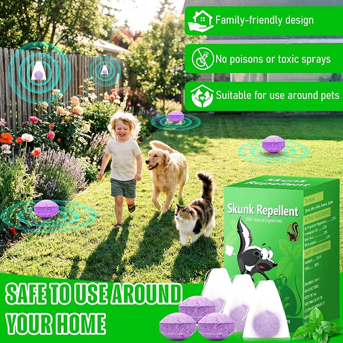 36 Pack Skunk and Raccoon Repellent for Yard, Powerful Peppermint Keep Rodent, Mice, Skunk, Raccoon, Squirrel Away from Yard Garden Lawn, Safe for Pets & Family
