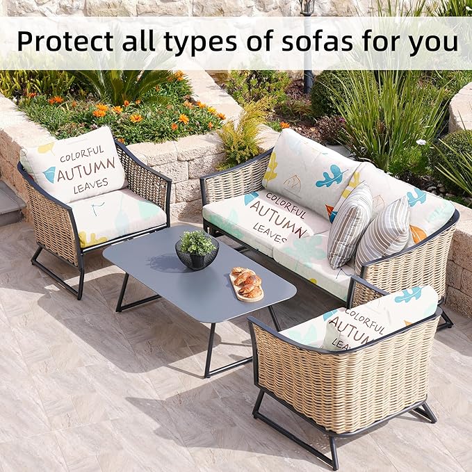 BIETYONE 8Pcs Stretch Patio Cushion Covers,Outdoor Couch Covers Replacement,Outdoor Couch & Sofa Slipcovers,for Patio Furniture Cushion Covers,Washable Reusable urniture Protector(Chrysanthemum,8PCS)