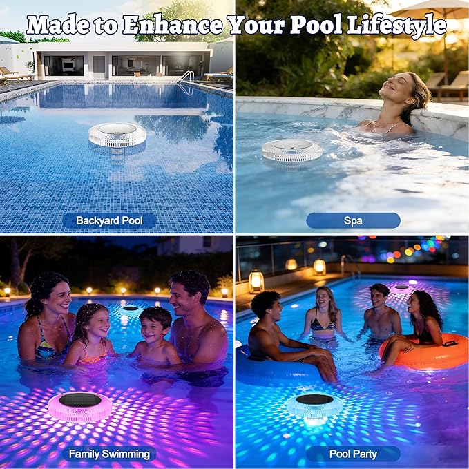 Solar Pool Ionizer Floating Lights: Copper Ionizer with LED Solar Powered Outdoor Waterproof Lighting RGB Color Changing Light with Remote Control for Above Ground Inground Swimming Pool Party Spa