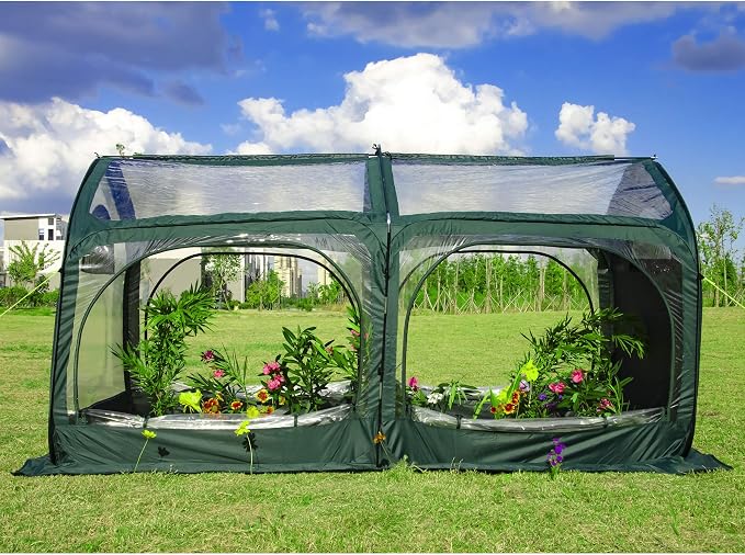 porayhut Pop Up Greenhouse Cover Flower House Mini Gardening Plant Flower Sunshine Room,Backyard PVC Cover for Cold Frost Protector Gardening Plants（98''Long Tunnel Greenhouse Tent ）