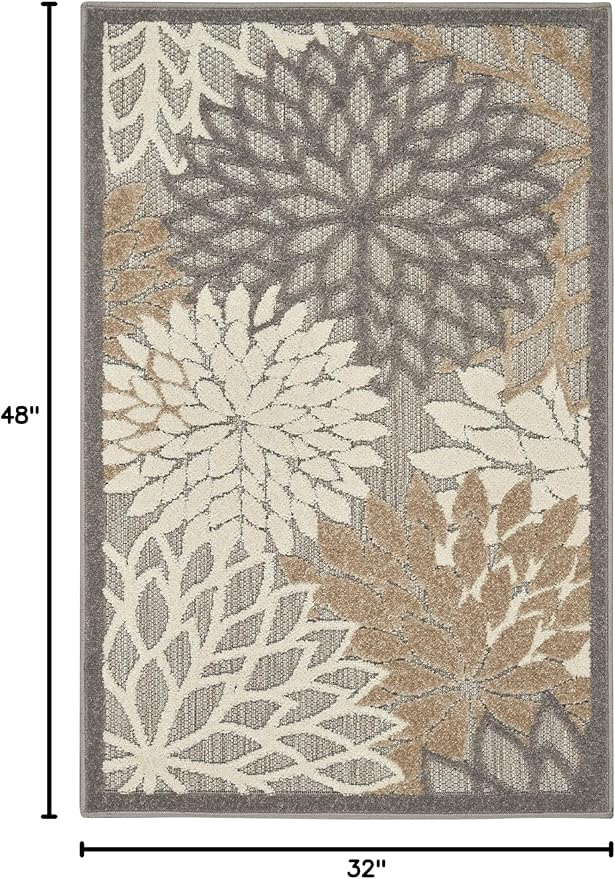Nourison Home Aloha Natural 2'8" x 4' Area Rug - Easy Clean, Non Shedding, Bed Room, Living Room, Dining Room, Kitchen (3' x 4')