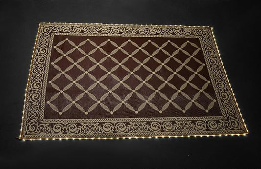 Stylish Camping L118117WL 8-feet by 11-feet LED Illuminated Patio Mat - Outdoor Patio Brown/Beige RV Camping Mat