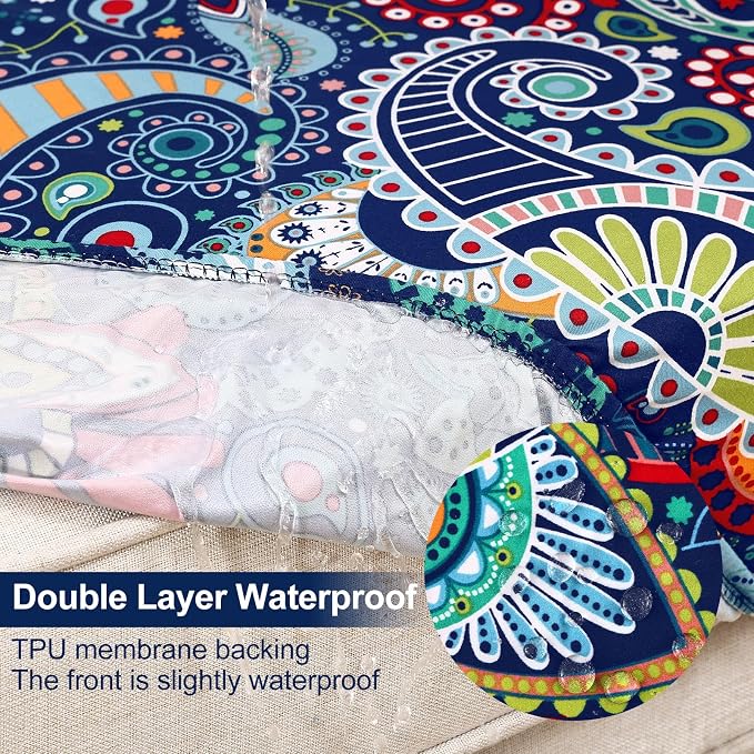 Smiry Waterproof Patio Cushion Covers, Stretch Outdoor Couch Slipcovers Replacement Washable Furniture Protector Sofa Chair Seat Cover for Dogs and Pets (4 Pcs, Blue Green)