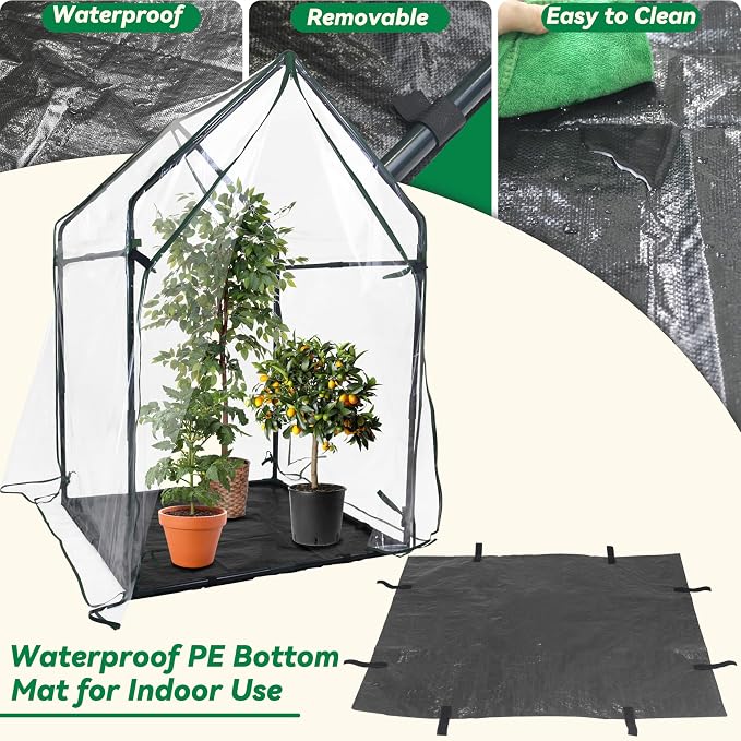 Gardzen Mini Greenhouse with Waterproof Bottom, Portable Green House with Strong Metal Frame, Small Green House with Zipper Door for Outside and Inside Use, 36.2"(L) x36.2(W) x59.5(H)