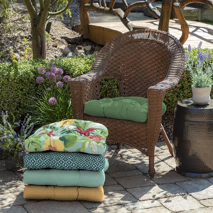 Arden Indoor/Outdoor Rocking Chair Or Wicker Chair Cushion, 2-Pack, 20 x 18, Water Repellent, Rain Proof, Fade Resistant Cushion for Rocking Or Rounded Back Chair Bright Moss Green Leala