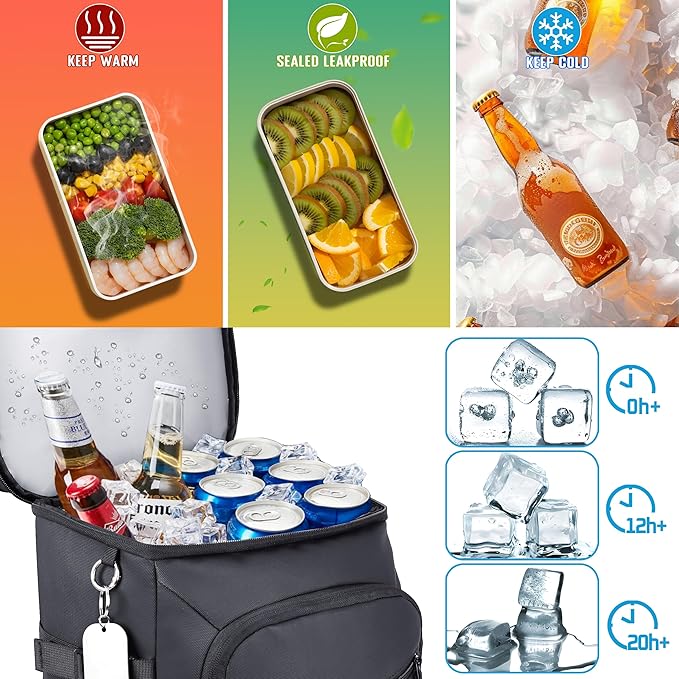 DEYACE Cooler Backpack, 33 Cans Tactical Inspired Backpack Cooler Insulated Leak Proof for Men & Women Portable 2 Leak Proof Compartments Coolers Bag for Beach Travel Picnic Lunch Hiking BBQ Camping
