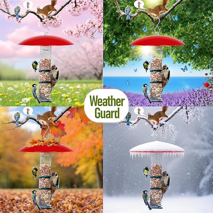 10" Small Bird Feeder Dome, Hummingbird Feeder Rain Guard, Bird Feeder Cover for Small Feeders, Protective Cover Work with Ant Guards（Red,2 Pack
