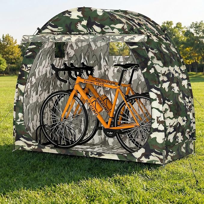 Bike Storage Shed, Bike Tent with Bicycle Racks Outdoor Bicycle Storage Sheds with 210D Oxford 1000ppm Waterproof for 2/3 Bikes, Covers Shelter for Motorcycle, Lawn Mower, Garden Tools