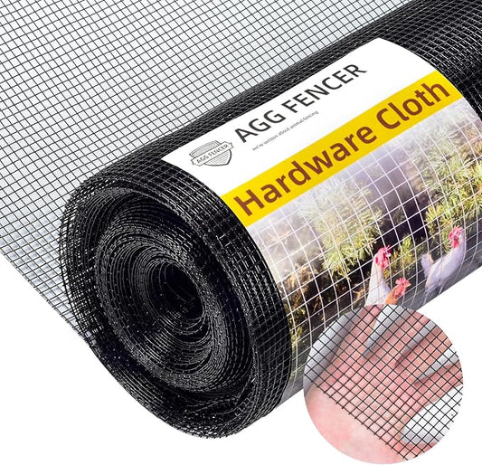 48in x 50ft Black Hardware Cloth 1/4 inch 23Ga PVC Coated Wire Mesh Vinyl Coated Fence, Welded Metal Chicken Wire Fencing Roll, Garden Plant Fencing, for Chicken Coop and Home Improvement