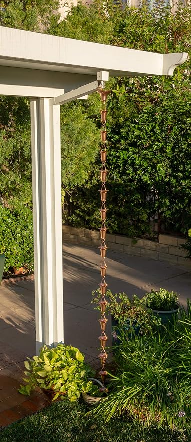 Stanwood Rain Chain Bell/Cup Shaped Copper Rain Chain, 8-Feet