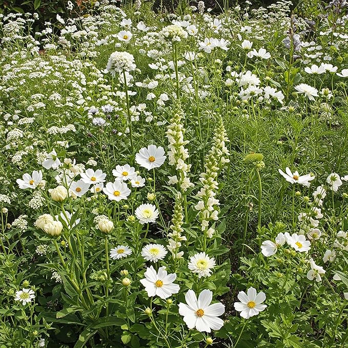 Ferry Morse Flower Seeds - White Wild Flower Mix, Non-GMO, Outdoor, Full Sun - 1 lb